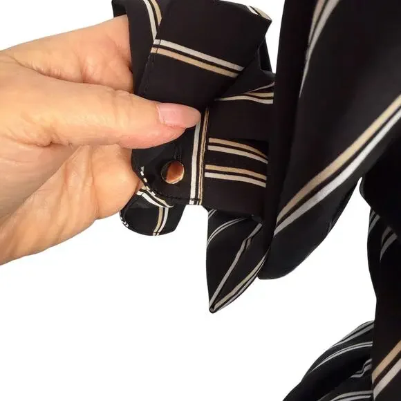 Black Striped Shirt Dress Knee Length Size 4 Young Professional Office Career - Picture 9 of 12